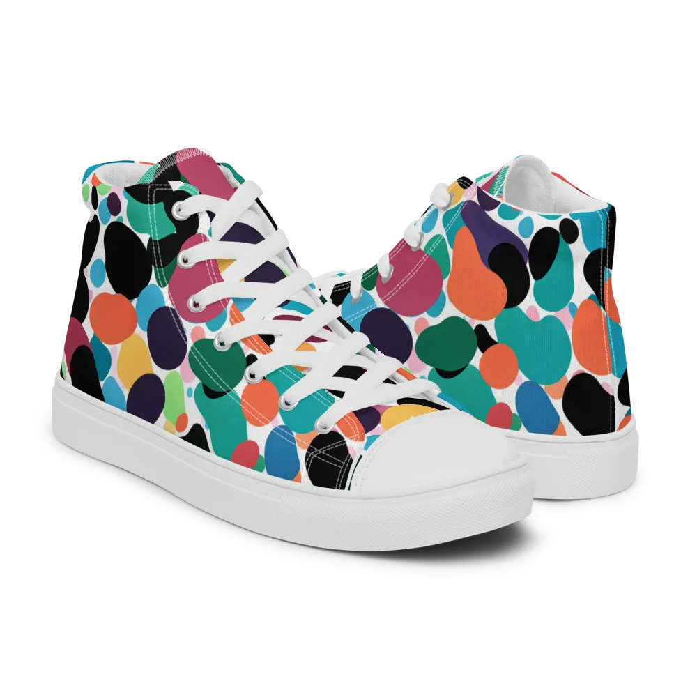 Chromatic Pebbles on Men's High Top Canvas Shoes — Right