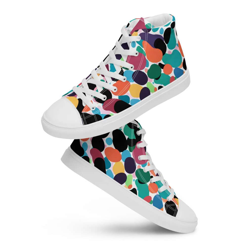 Chromatic Pebbles on Men's High Top Canvas Shoes — Front