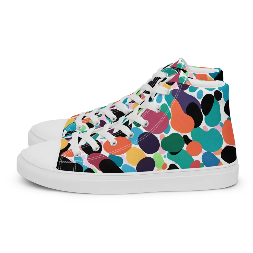Chromatic Pebbles on Women's High Top Canvas Shoes — Left
