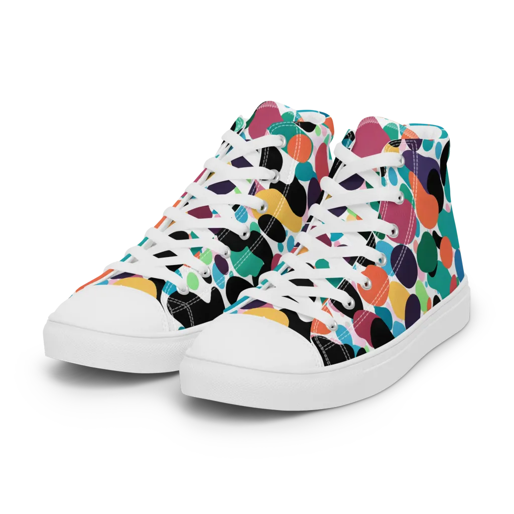 Chromatic Pebbles on Women's High Top Canvas Shoes — Left Front