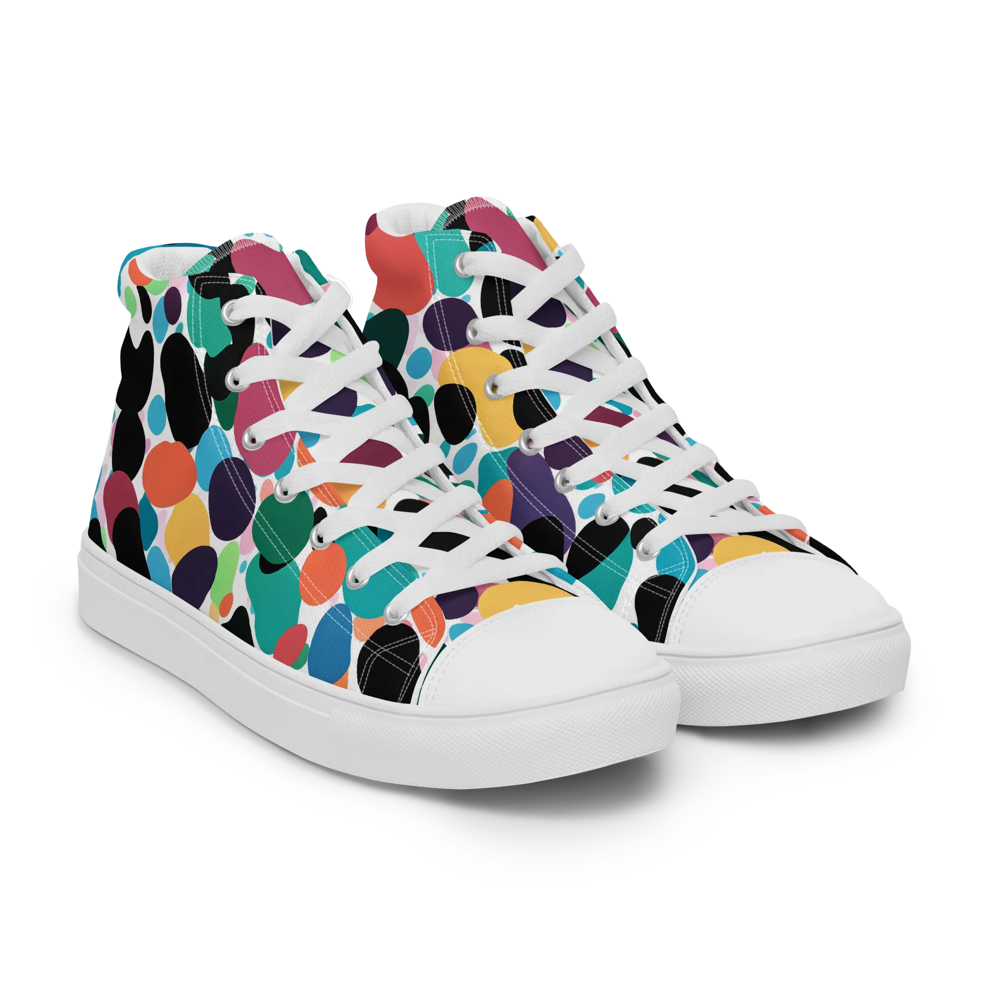 Chromatic Pebbles on Women's High Top Canvas Shoes — Right Front