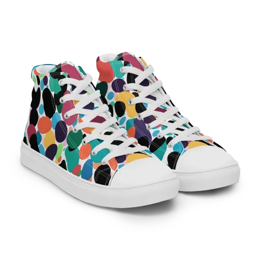 Chromatic Pebbles on a Women's High Top Canvas Shoes