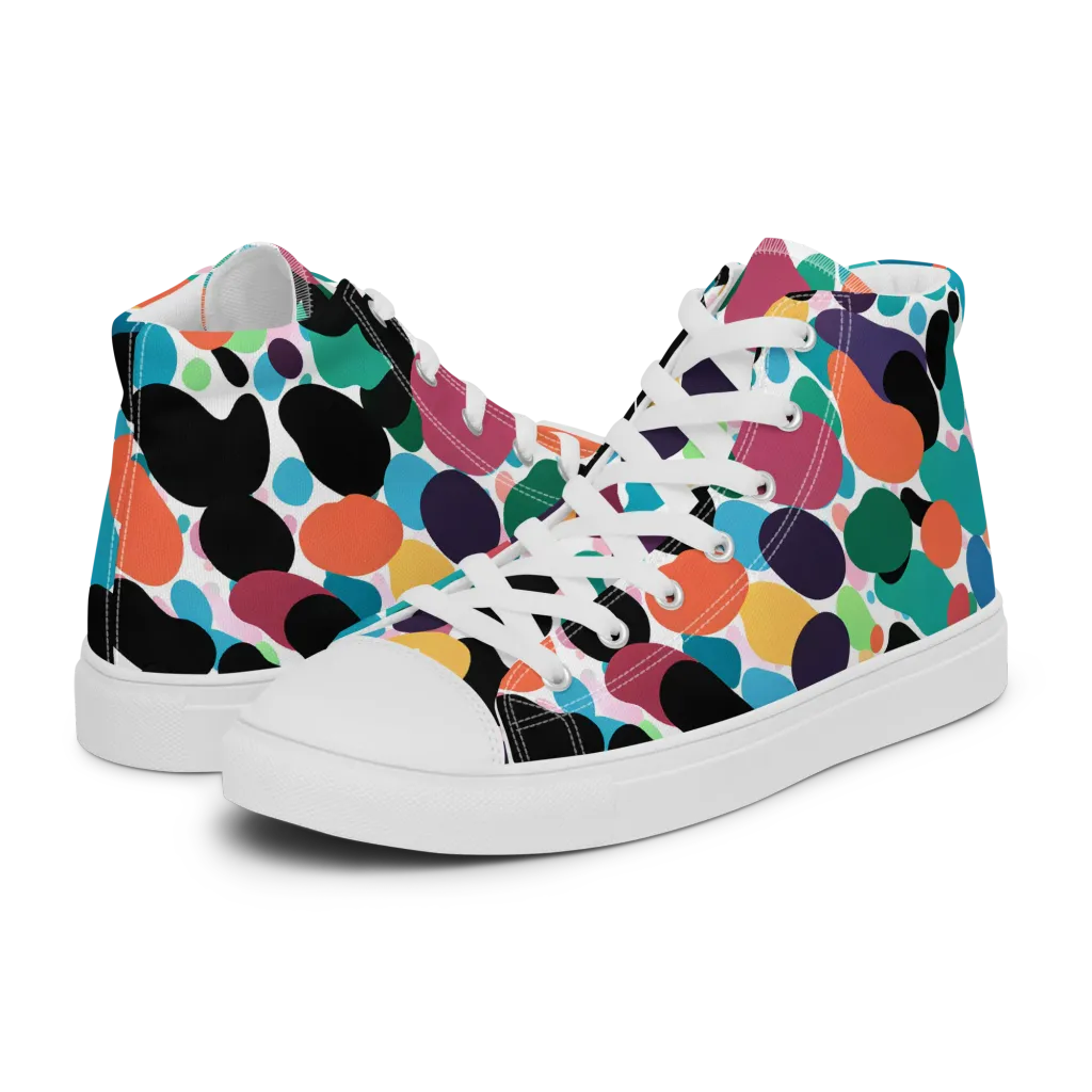 Chromatic Pebbles on Women's High Top Canvas Shoes — Left