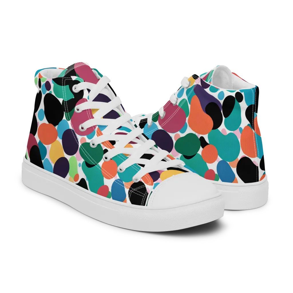 Chromatic Pebbles on Women's High Top Canvas Shoes — Right