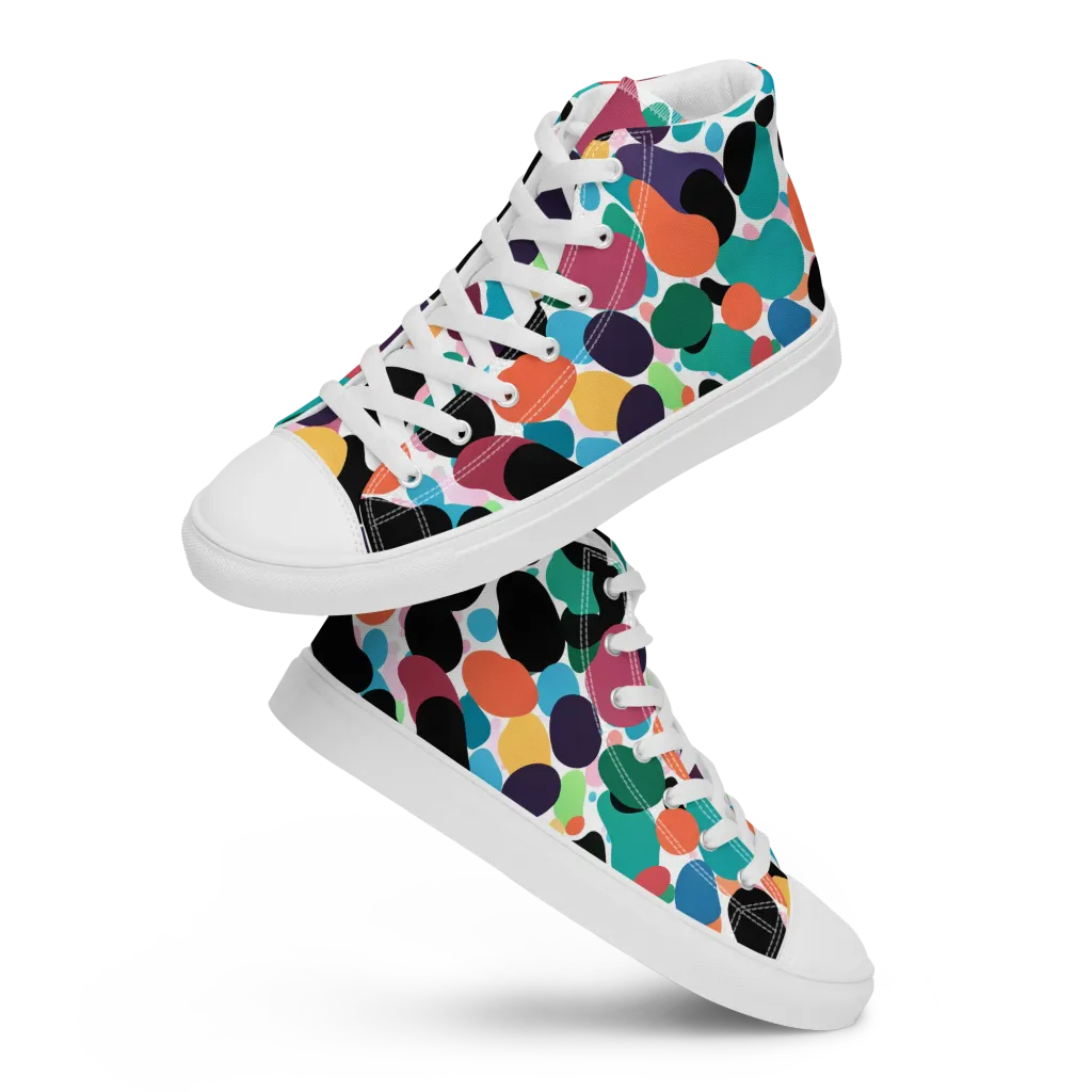 Chromatic Pebbles on Women's High Top Canvas Shoes — Front