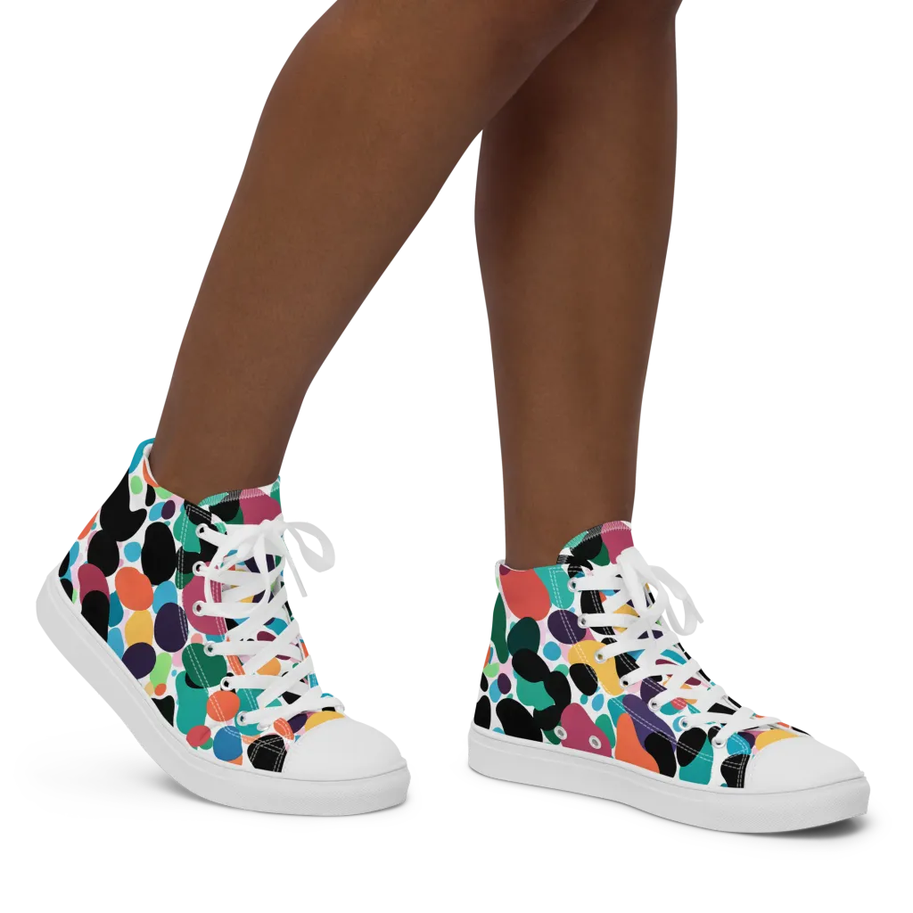 Chromatic Pebbles on Women's High Top Canvas Shoes — Right