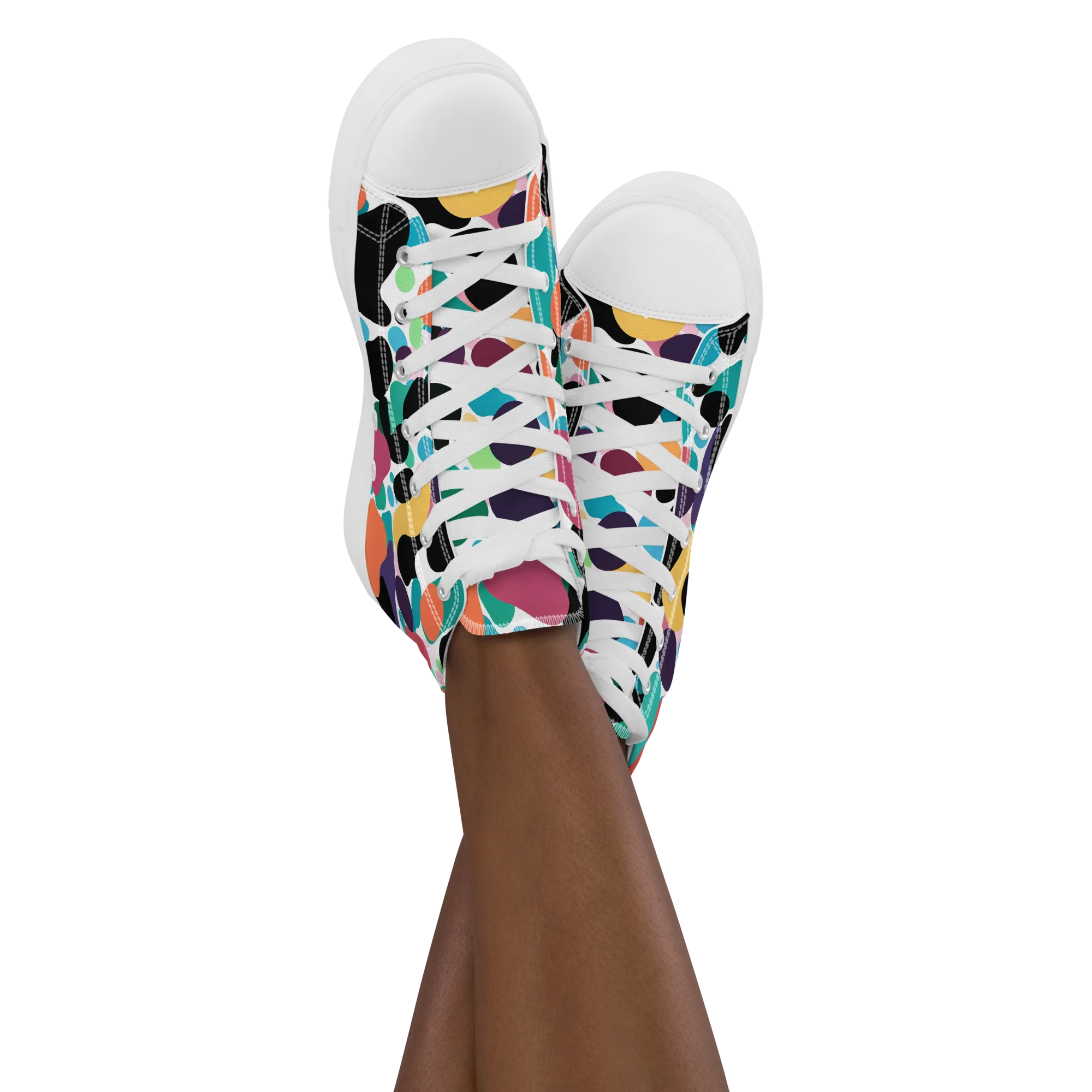 Chromatic Pebbles on Women's High Top Canvas Shoes — Front