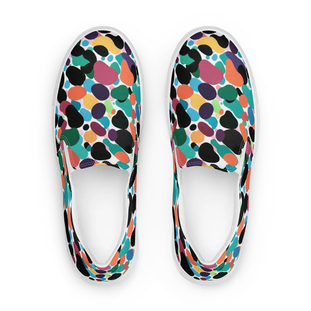 Chromatic Pebbles on Men's Slip-On Canvas Shoes — Front