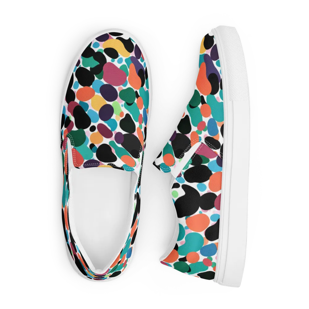 Chromatic Pebbles on Men's Slip-On Canvas Shoes — Front