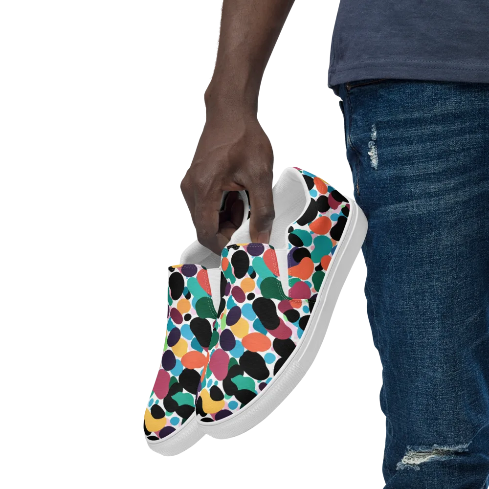 Chromatic Pebbles on Men's Slip-On Canvas Shoes — Left Front