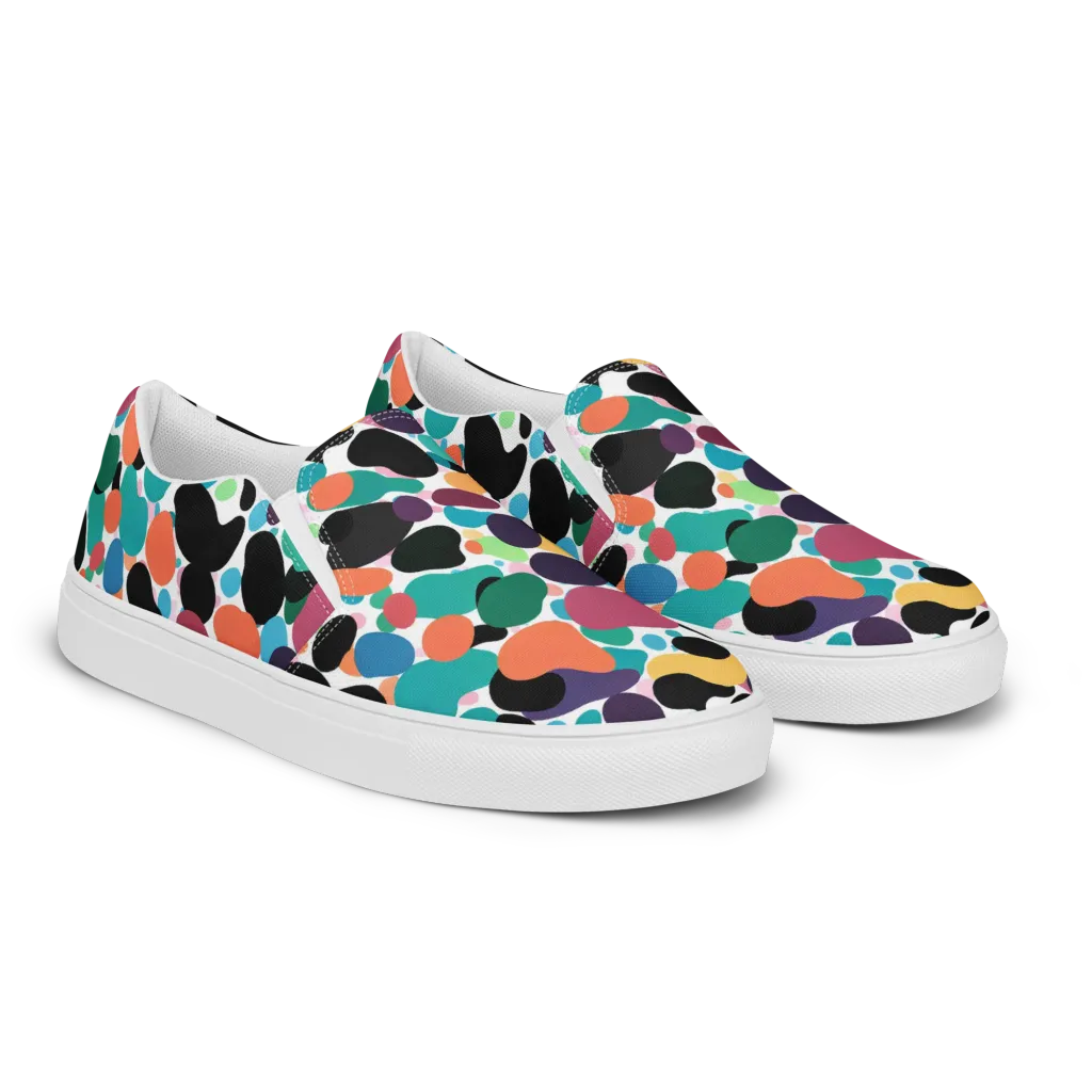 Chromatic Pebbles on Women's Slip-On Canvas Shoes — Right Front