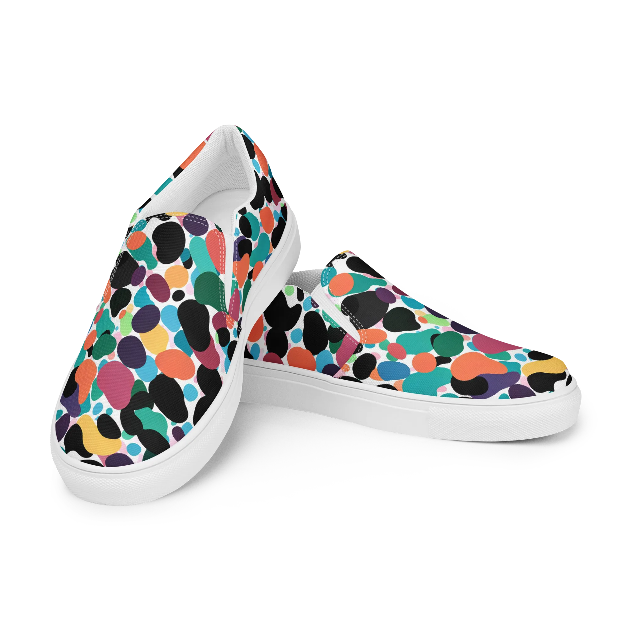 Chromatic Pebbles on Women's Slip-On Canvas Shoes — Left Front