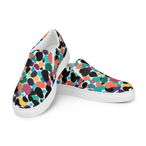 Chromatic Pebbles on a Women's Slip-On Canvas Shoes