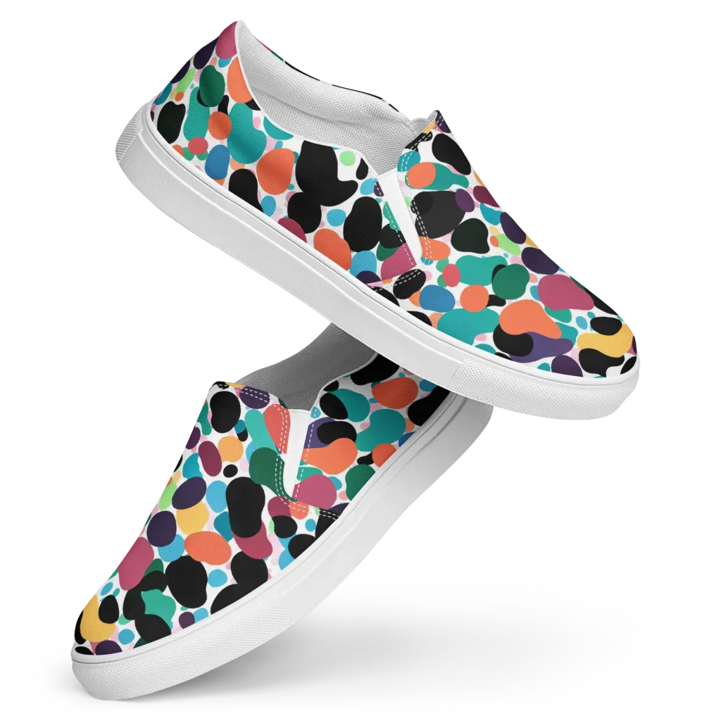 Chromatic Pebbles on Women's Slip-On Canvas Shoes — Front