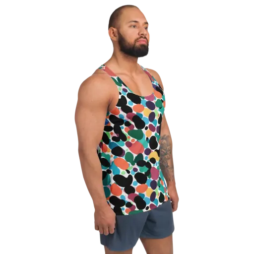 Chromatic Pebbles on a Men's Tank Top