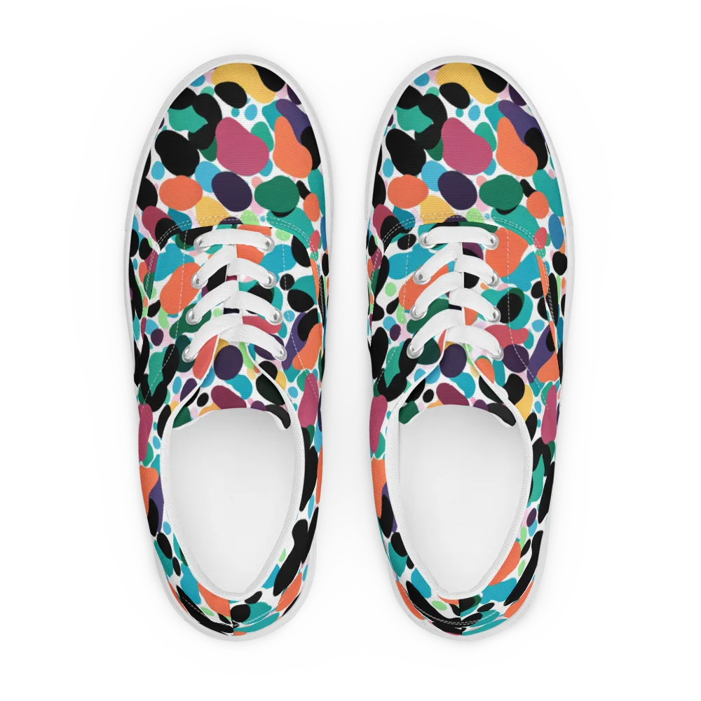 Chromatic Pebbles on Men's Lace-Up Canvas Shoes — Front