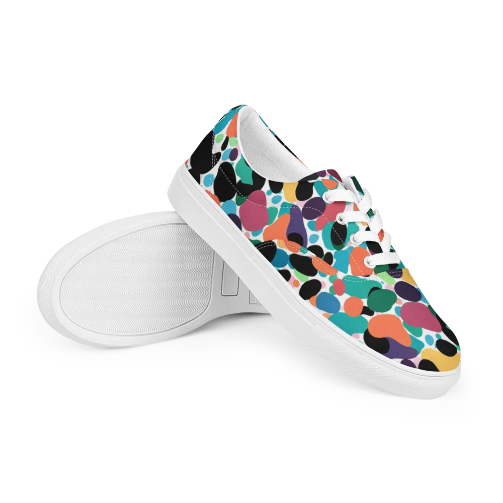 Chromatic Pebbles on Men's Lace-Up Canvas Shoes — Right Front
