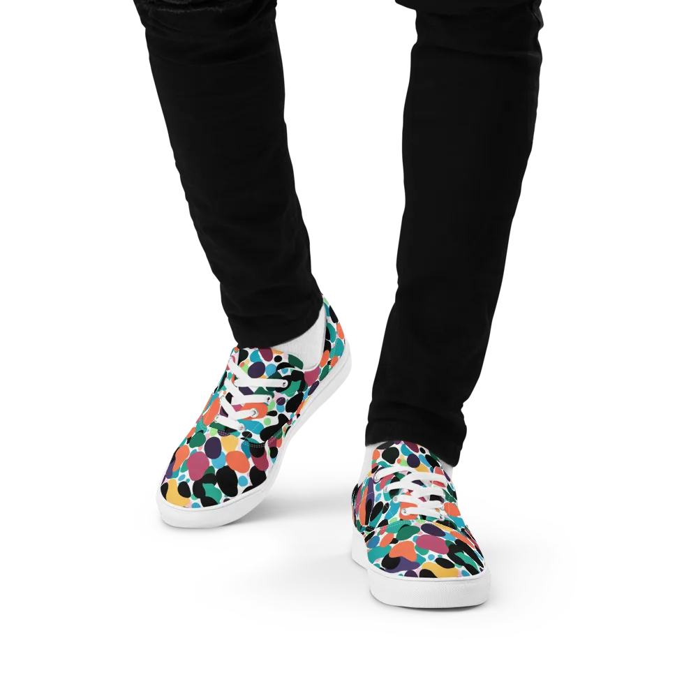 Chromatic Pebbles on Men's Lace-Up Canvas Shoes — Front