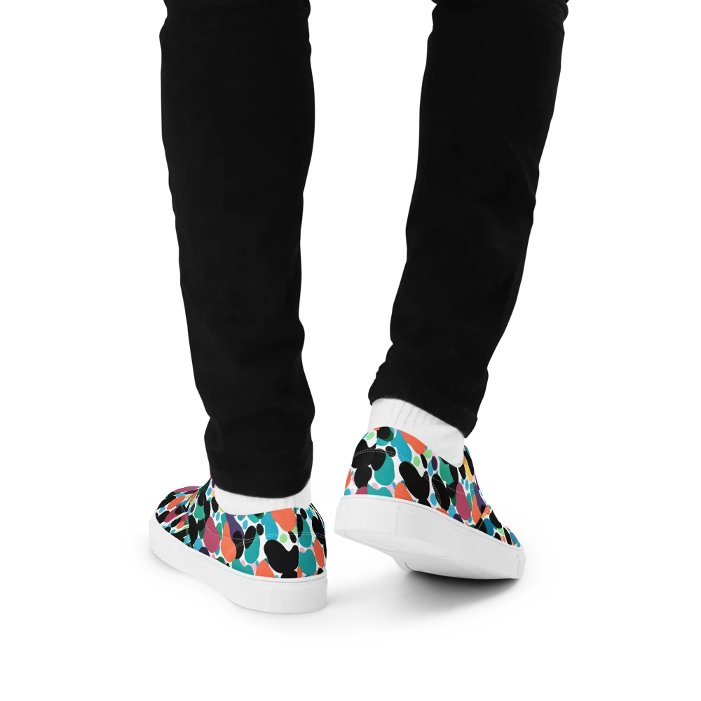 Chromatic Pebbles on Men's Lace-Up Canvas Shoes — Back