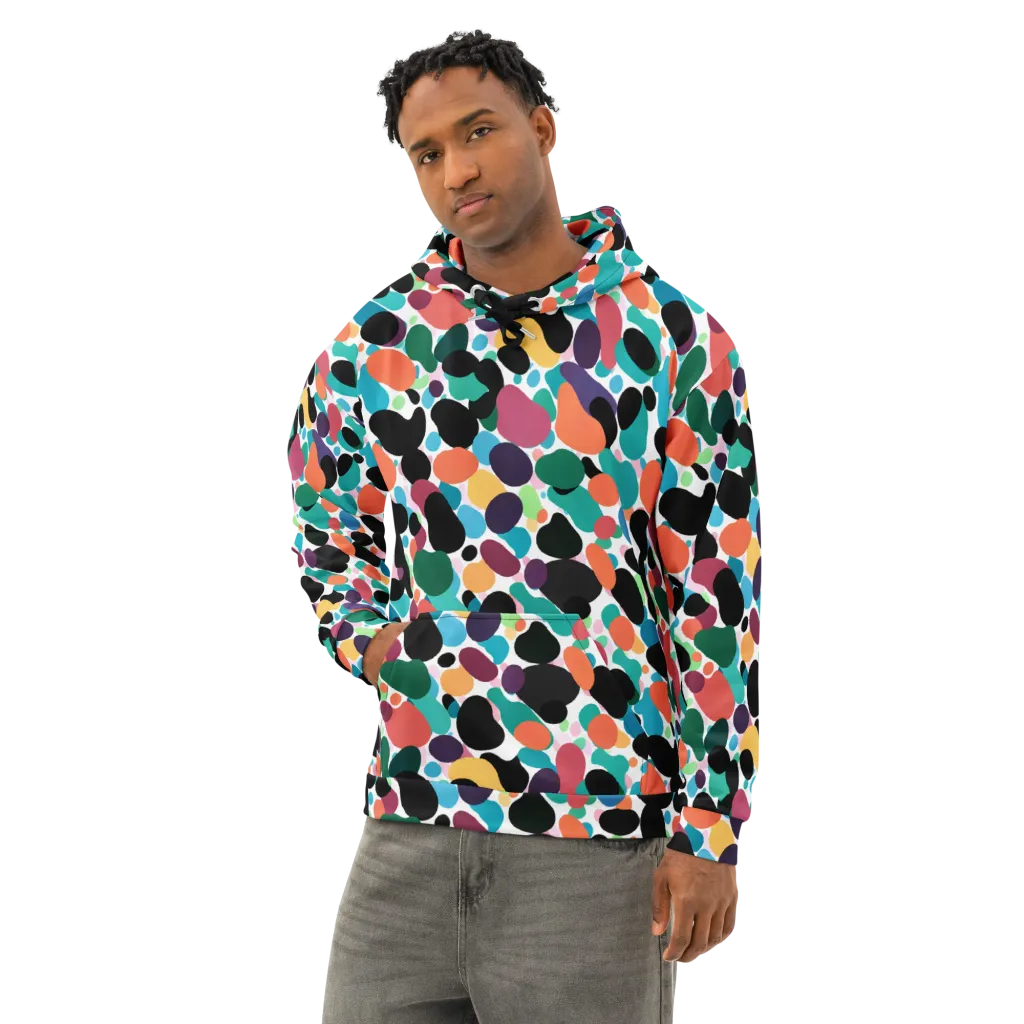 Chromatic Pebbles on Cotton Hoodie — Left Front