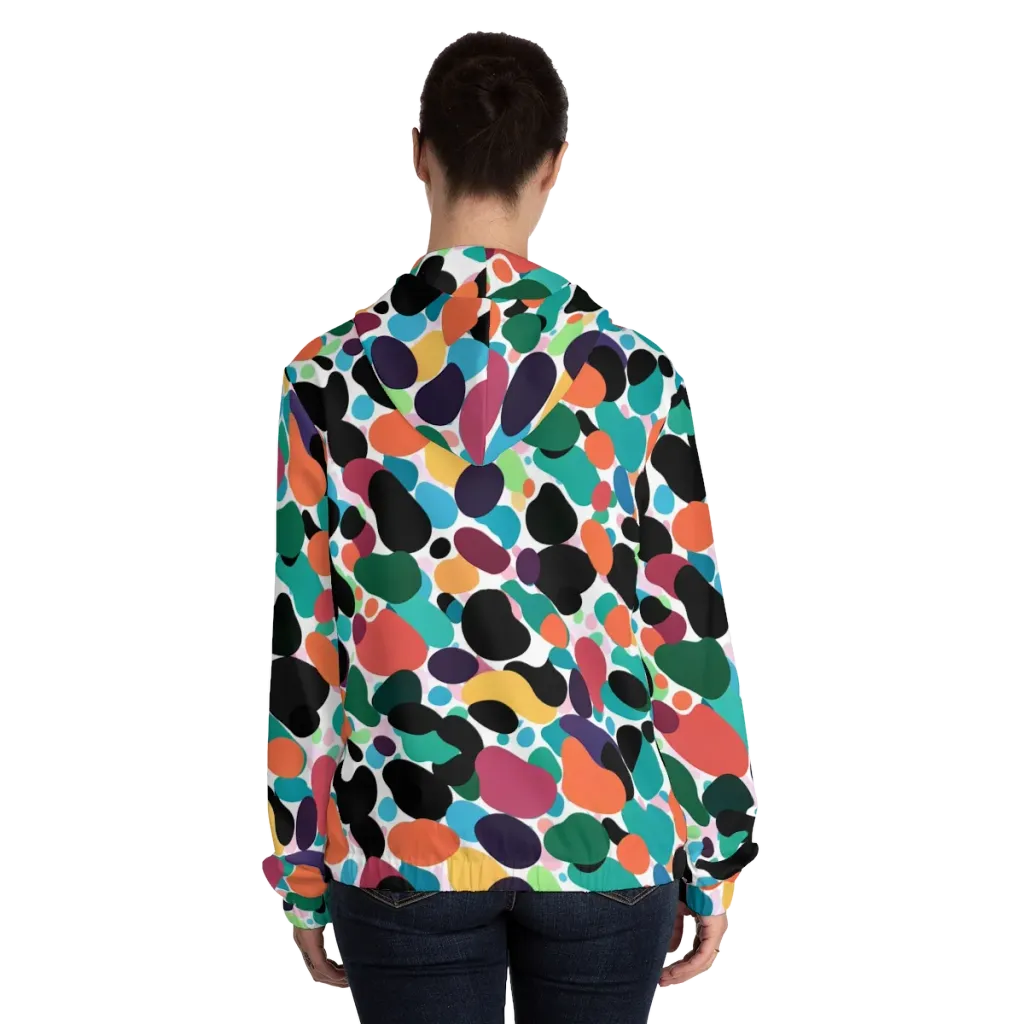 Chromatic Pebbles on Women's Full-Zip Hoodie — Back On Person