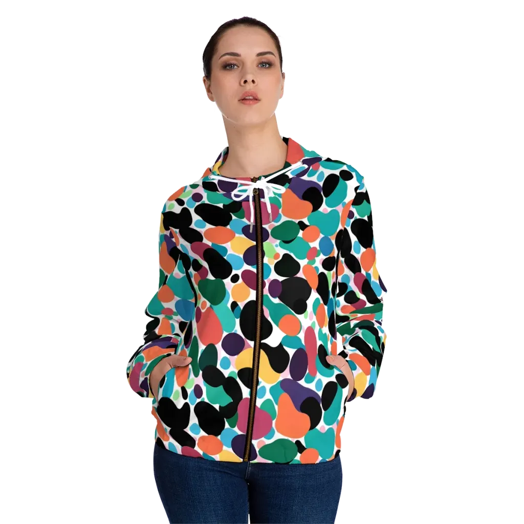 Chromatic Pebbles on Women's Full-Zip Hoodie — Front On Person