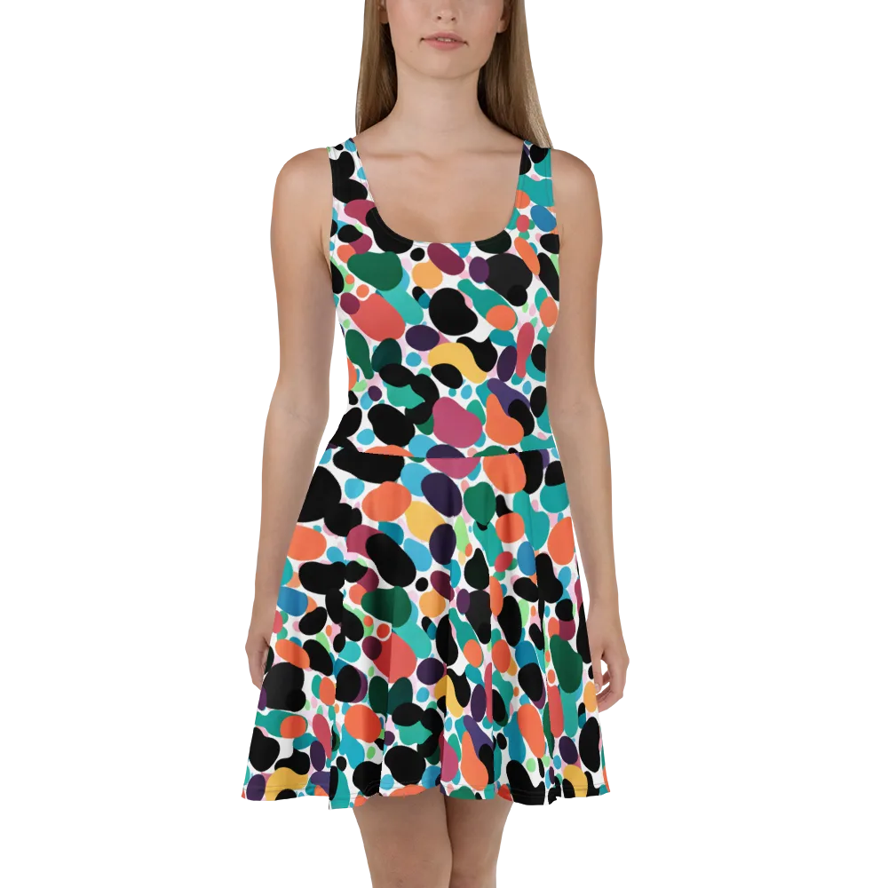 Chromatic Pebbles on Skater Dress — Front