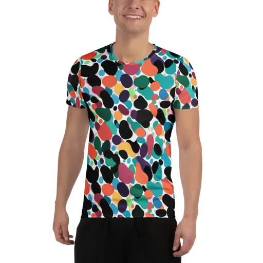 Chromatic Pebbles on a Men's Athletic T-Shirt