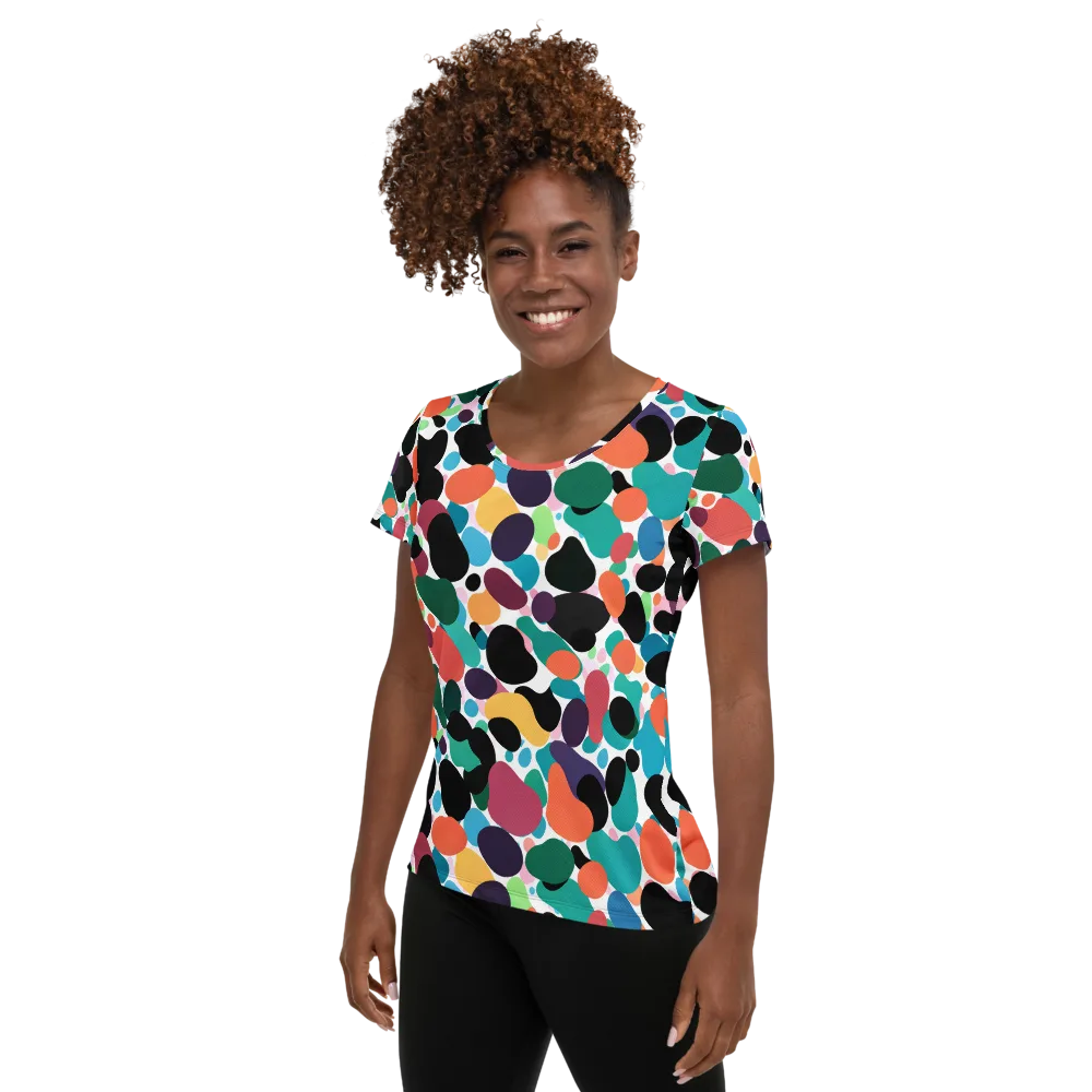 Chromatic Pebbles on Women's Athletic T-Shirt — Left