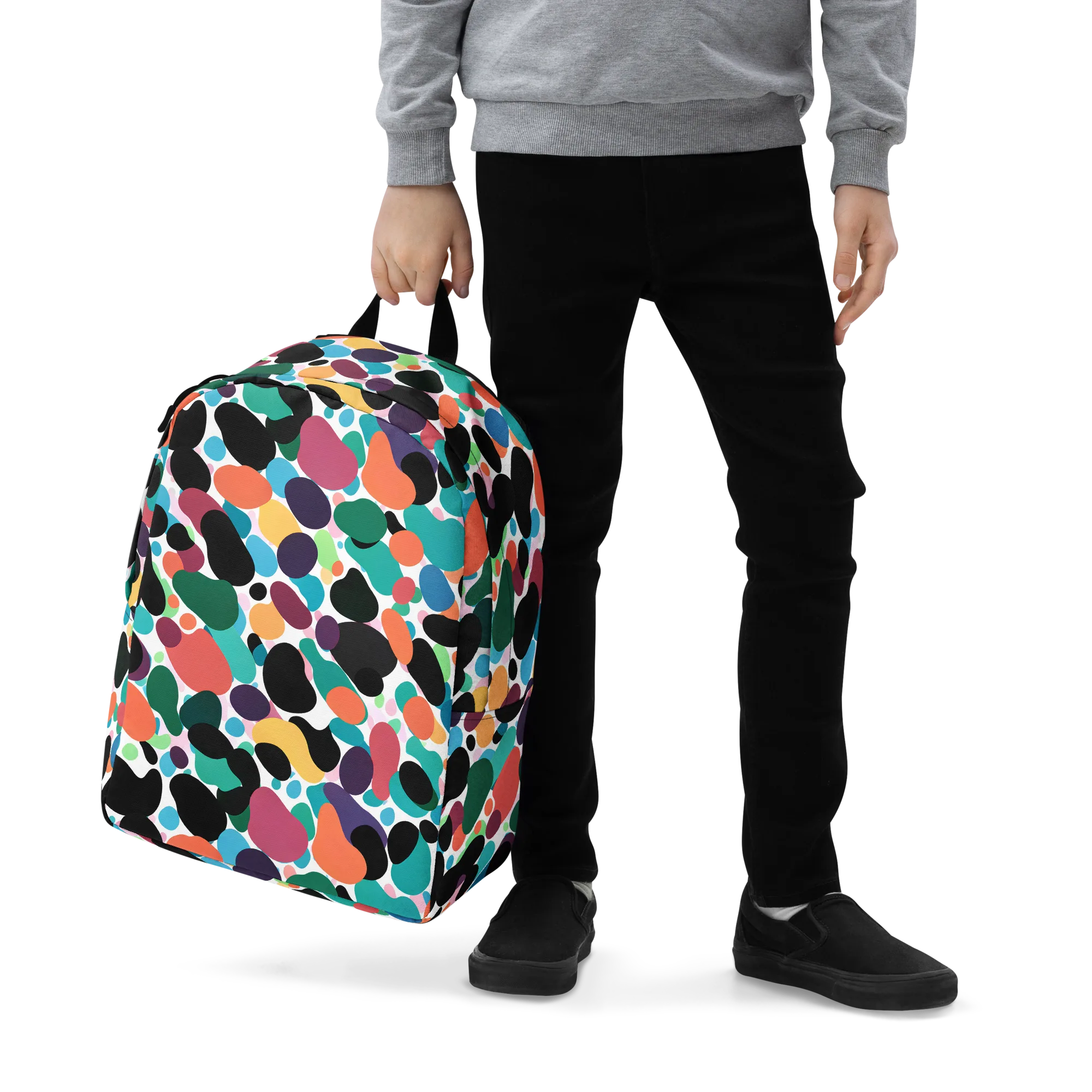 Chromatic Pebbles on Minimalist Backpack — Zoomed-in