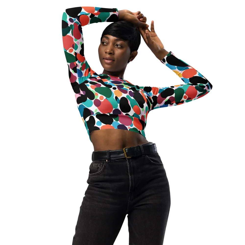 Chromatic Pebbles on Long Sleeve Crop Top — Front