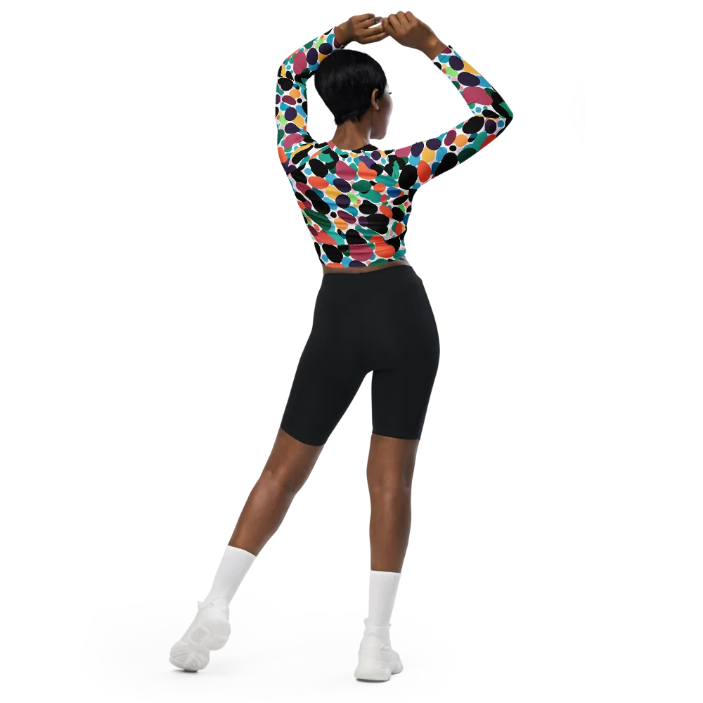 Chromatic Pebbles on Long Sleeve Crop Top — Back