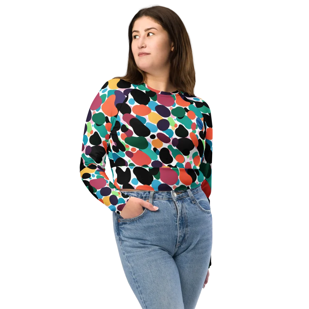 Chromatic Pebbles on Long Sleeve Crop Top — Front