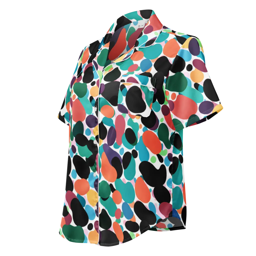 Chromatic Pebbles on Women's Short Sleeve Pajama Top — Left Front