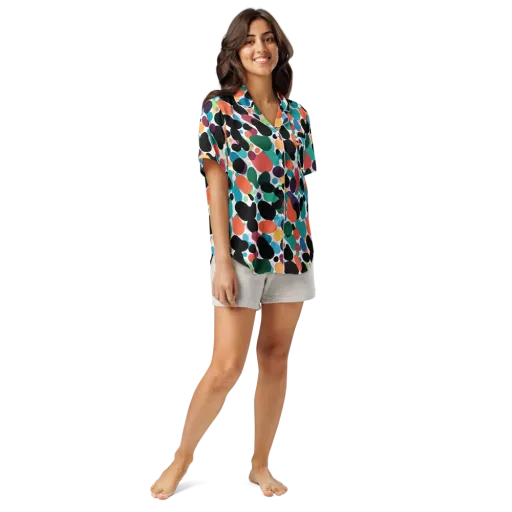 Chromatic Pebbles on a Women's Short Sleeve Pajama Top