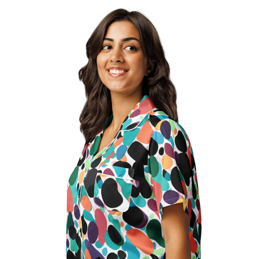 Chromatic Pebbles on Women's Short Sleeve Pajama Top — Left Front