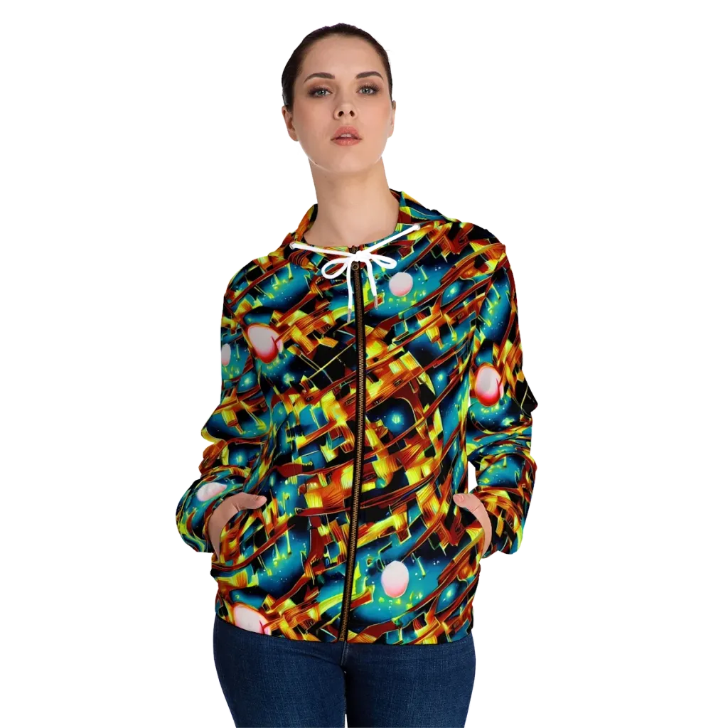 Solar Machina on Women's Full-Zip Hoodie — Front On Person
