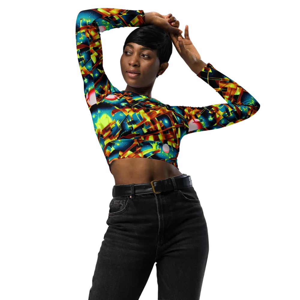 Solar Machina on Long Sleeve Crop Top — Front