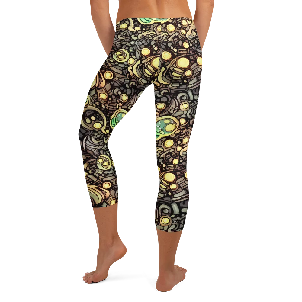 Gilded Circuit on Capri Leggings — Back