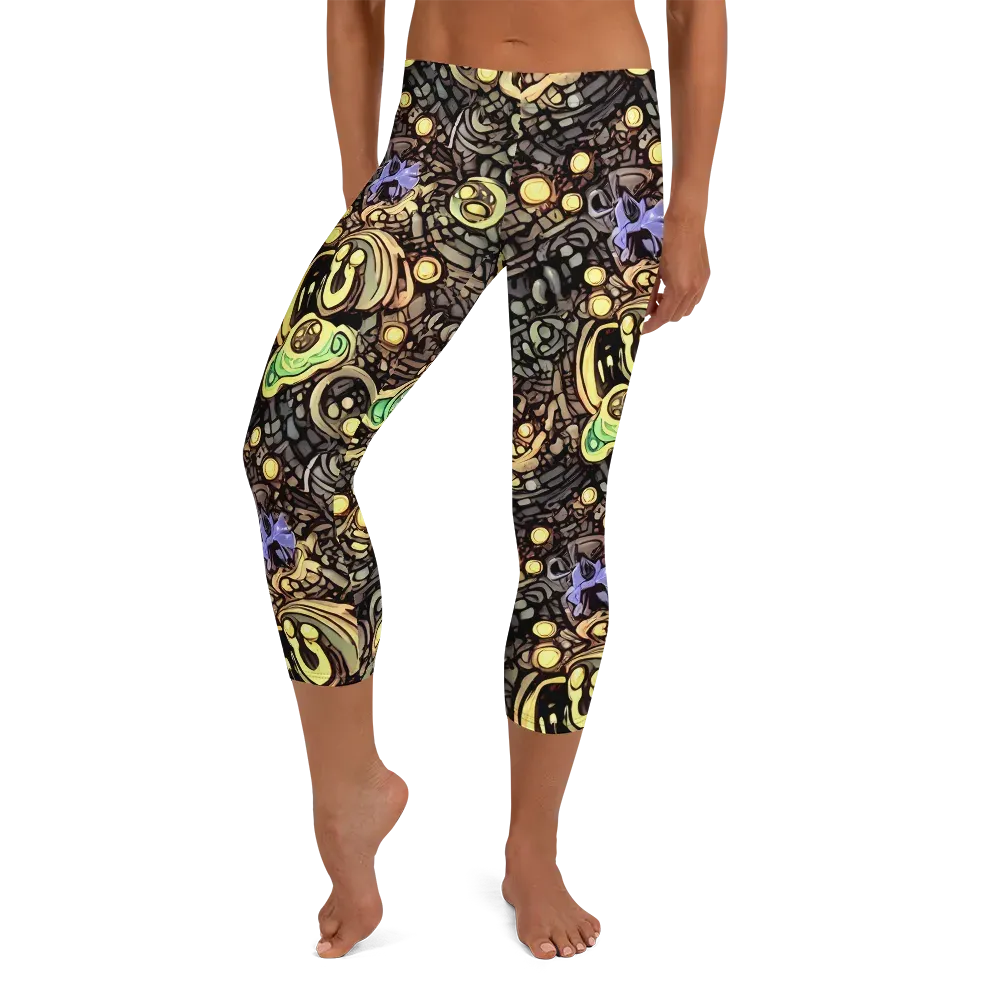 Gilded Circuit on Capri Leggings — Front