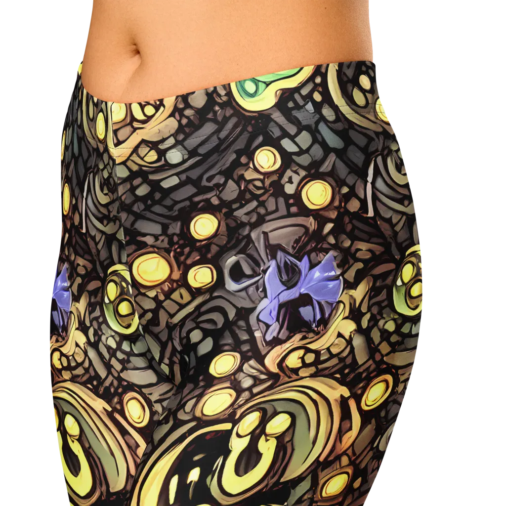Gilded Circuit on Capri Leggings — Zoomed-in