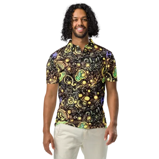 Gilded Circuit on a Men's Slim Fit Polo Shirt
