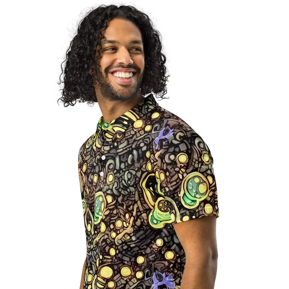 Gilded Circuit on Men's Slim Fit Polo Shirt — Left Front