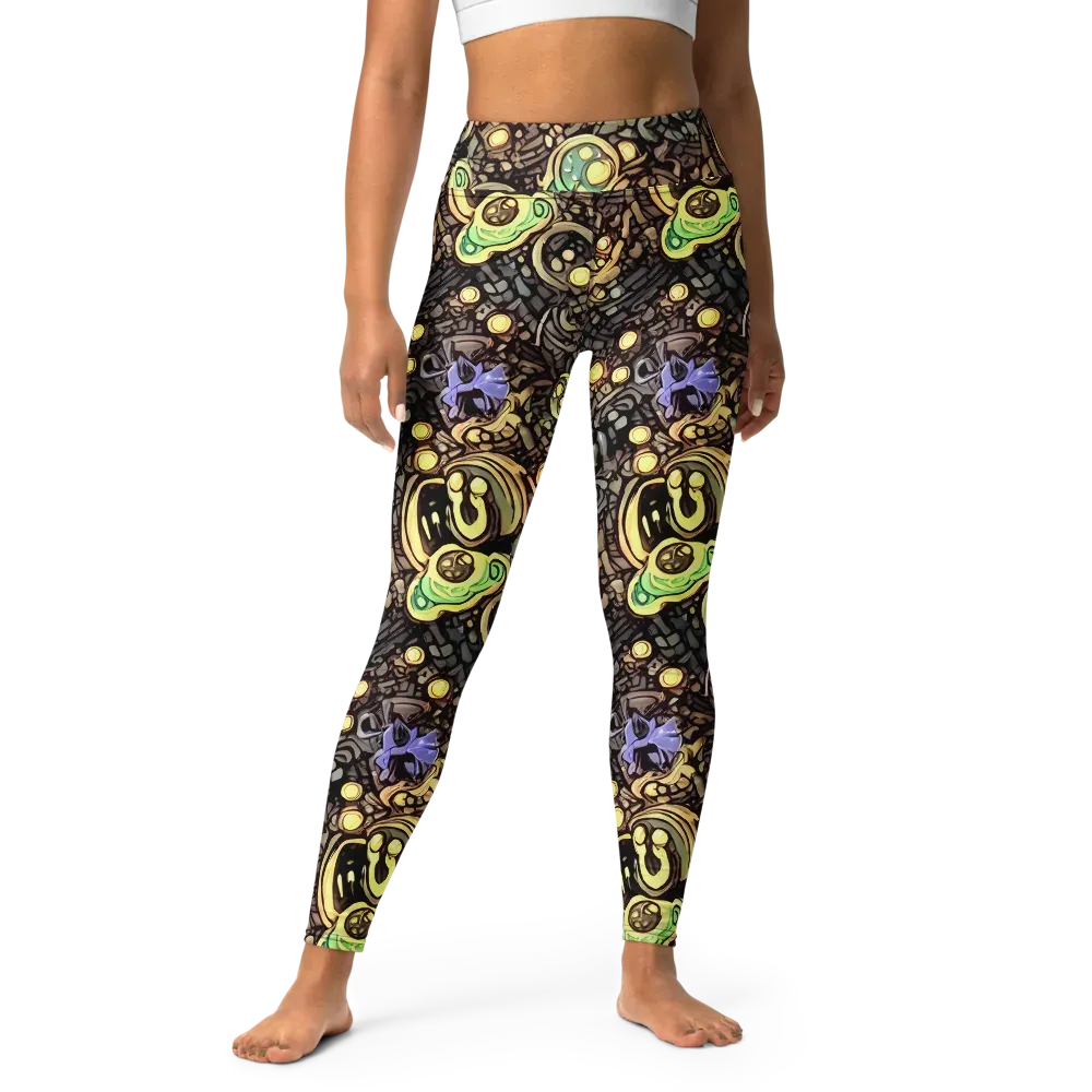 Gilded Circuit on Yoga Leggings — Front