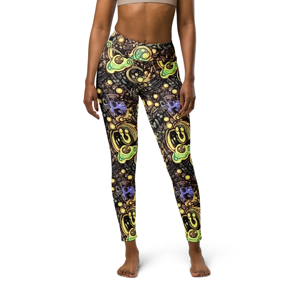 Gilded Circuit on Yoga Leggings — Front
