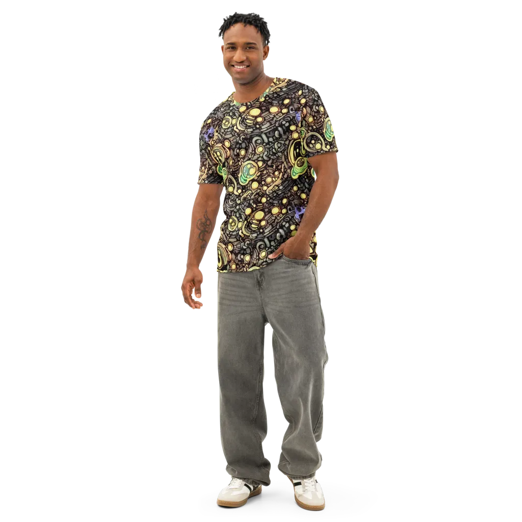 Gilded Circuit on Men's Cotton Crew Neck T-Shirt — Front