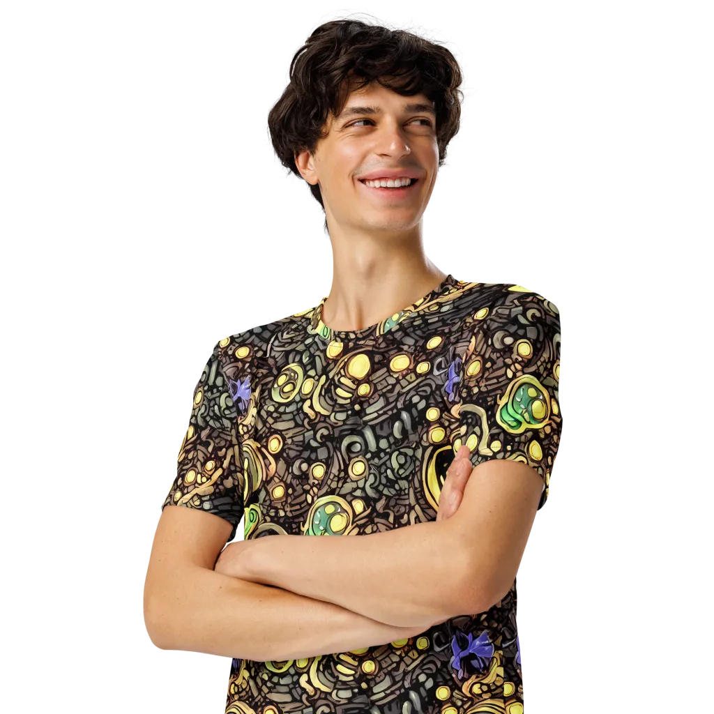 Gilded Circuit on Men's Crew Neck T-Shirt — Left Front