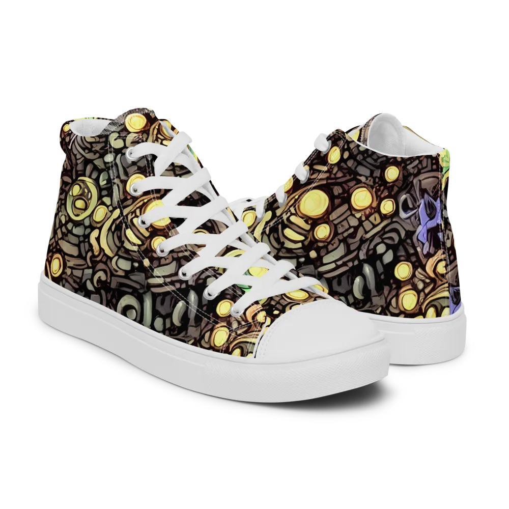 Gilded Circuit on Men's High Top Canvas Shoes — Right