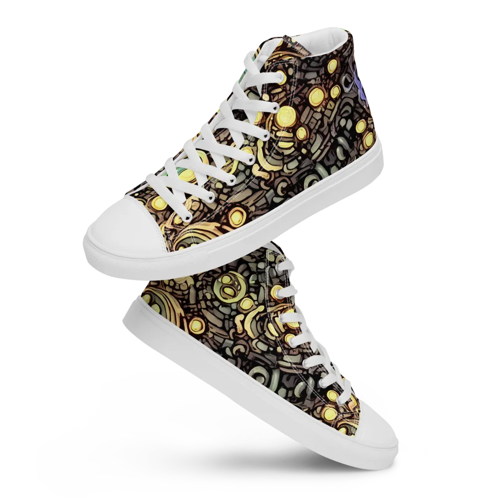 Gilded Circuit on Men's High Top Canvas Shoes — Front