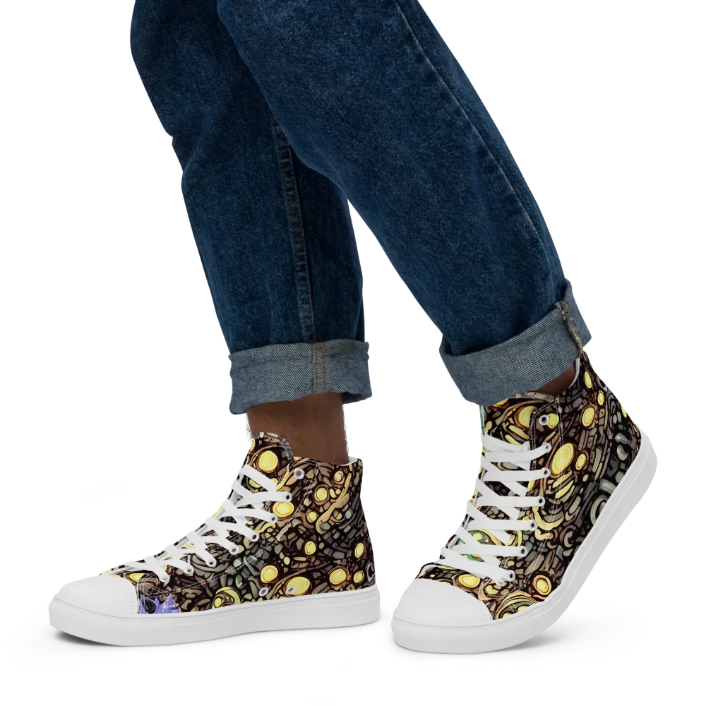 Gilded Circuit on Men's High Top Canvas Shoes — Left